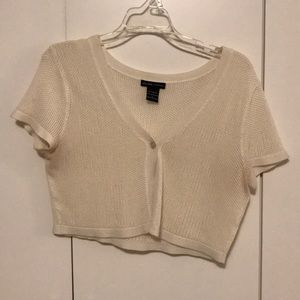 NY&Co cream crochet cropped cardigan